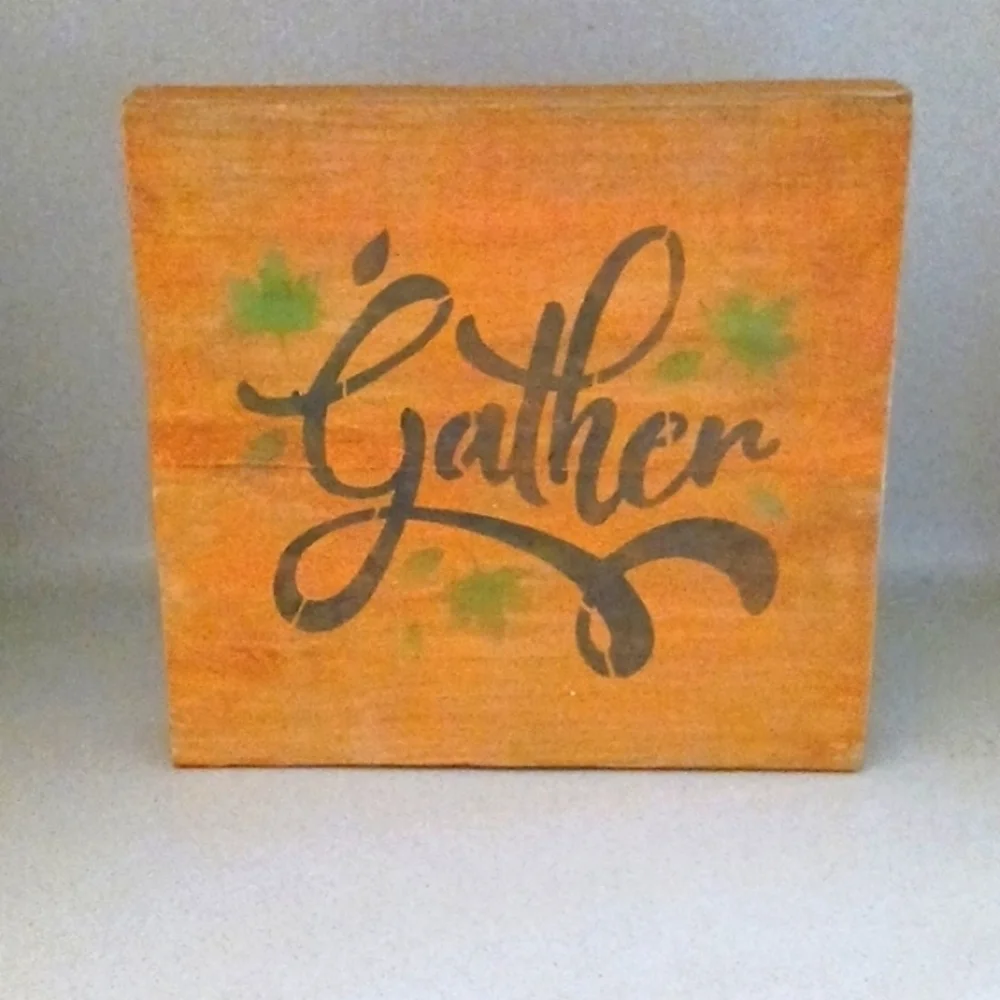 Orange Fall and Gather Wood Decoration - Picture 2 of 4